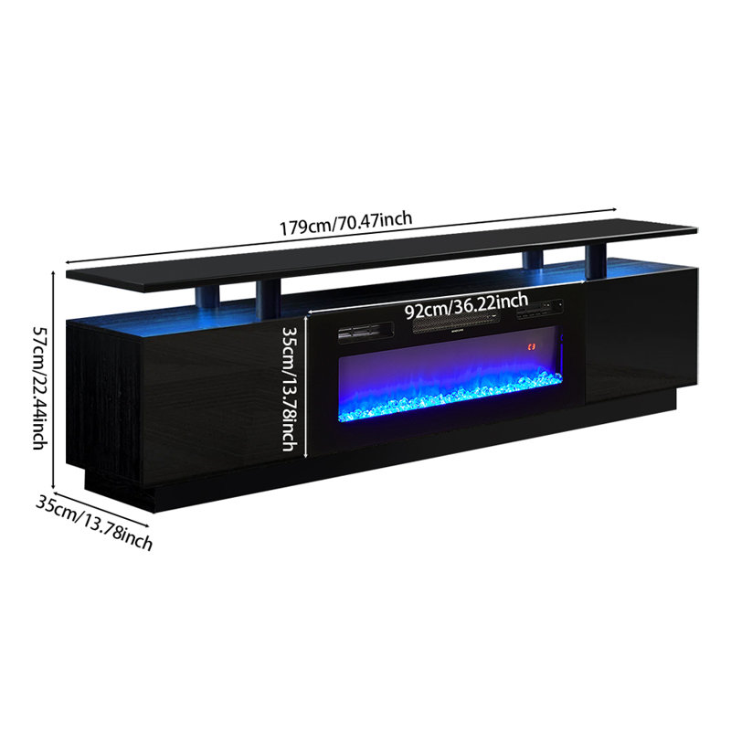 Demisire Metro Lane 179cm W Black Electric Fireplace with 5120 BTU