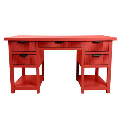 Modern Fluted Solid Wood Computer Desk