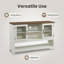 Buffet 53 po avec 2 portes en verre, rangement pour table basse de style campagnard avec tablettes ouvertes, pour le salon, la cuisine, la salle à manger, le vestibule, blanc-1200905830