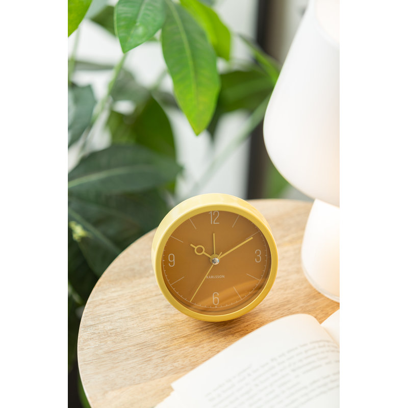 Aluminium Mechanical Alarm Tabletop Clock, Yellow