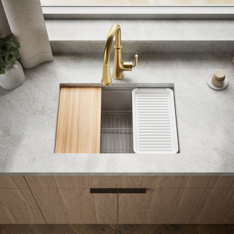 Billings Undermount Single-Bowl Workstation Kitchen Sink, Beige