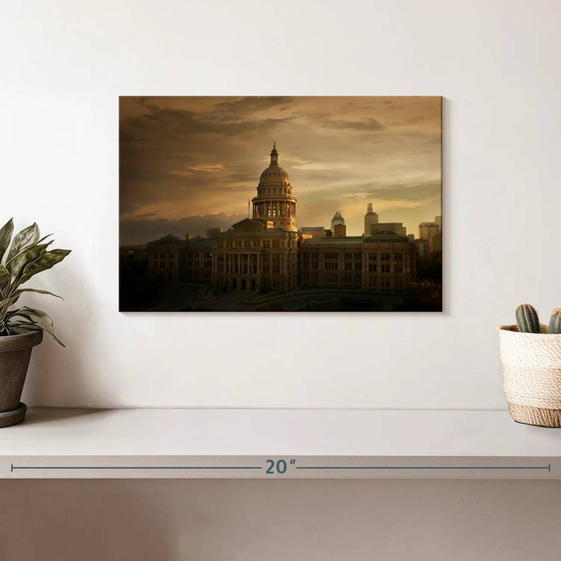 Coucher de soleil au Texas State Capitol, H 8 po x l 12 po