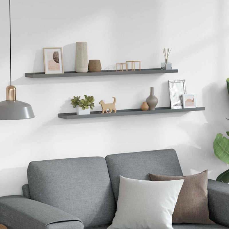 Ensemble de 2 tablettes murales flottantes en bois aggloméré gris 39,4 x 3,5 x 1,2 po, H 1,2 po x l 3,5 po x P 39,4 po