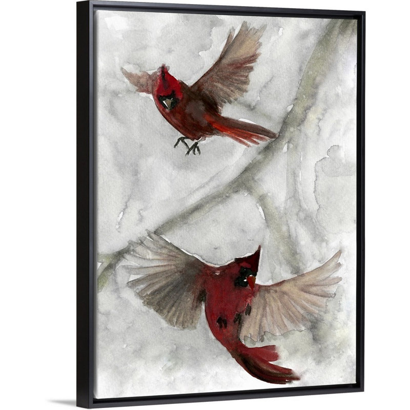 Reproduction d’art sur toile « Cardinals I » par Stellar design studio, H 42 po x l 32 po x P 1,75 po, Toile avec cadre noir