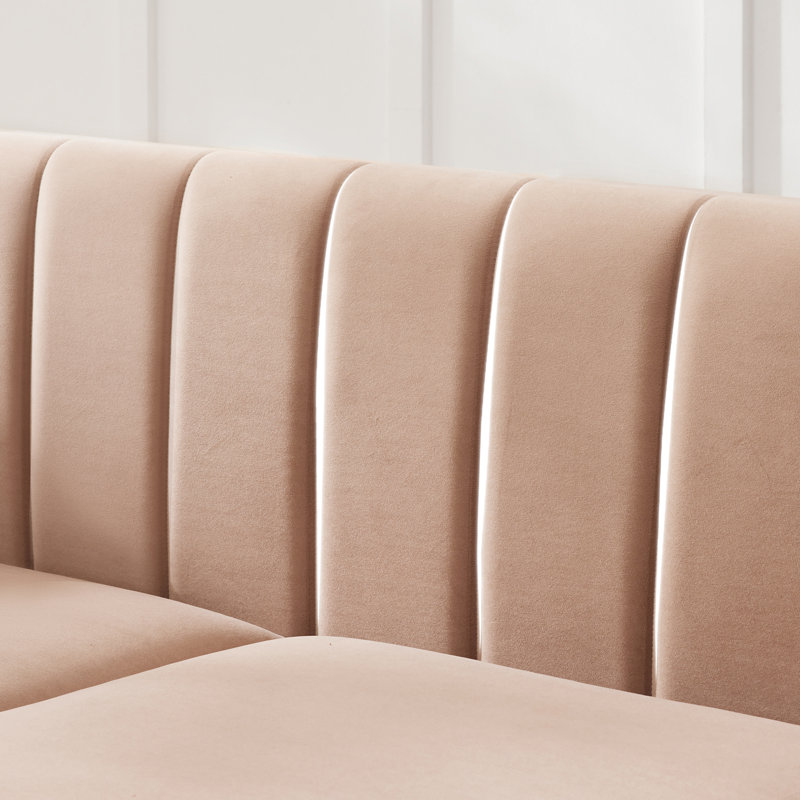 Canapé de salon en velours de 89 po Andenne Andenne, Chenille beige