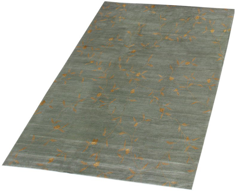 Climbing Floral Area Rug in Blue/Green/Yellow, Rectangle 8' x 10'