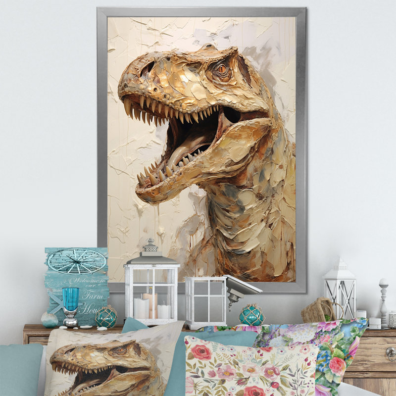 Dinosaure T Rex Supreme III, Cadre doré, H 44 po x l 34 po