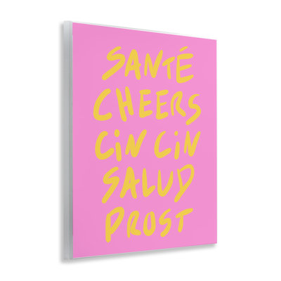 Plaque murale multicolore «Cheers on Pink» par House of Lulu