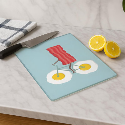 Durable Tempered Glass Cutting Board, 7.9 x 11.8 inches | 100% Antibacterial, Non-Slip Silicone Feet | Easy Clean Surface, Perfect for Food Prep & Kitchen Use, Not Dishwasher, Microwave, or Oven Safe