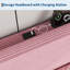Lit plateforme simple avec station de charge, tête de lit tapissier en velours côtelé, rose-27035350-26637432