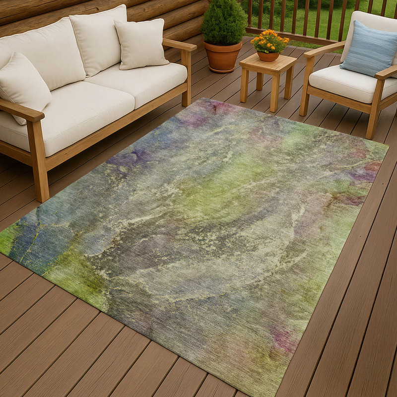 Machine Washable Indoor/Outdoor Chantille ACN2307 Abstract Rug, Rectangle 10' x 14'