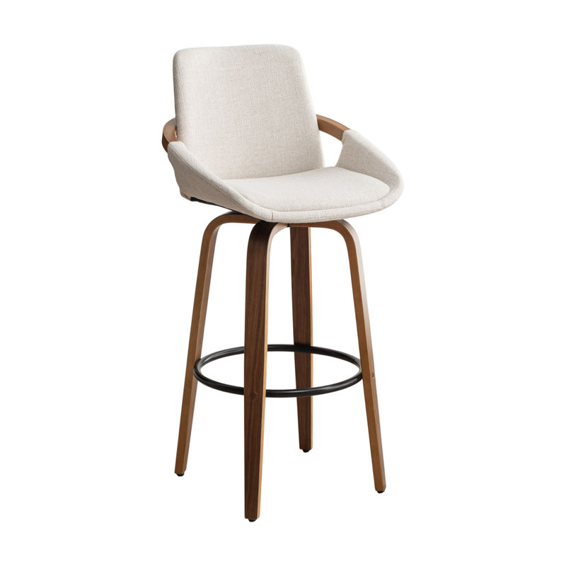 Carruth Swivel Upholstered Counter&Bar Stool, Beige, Bar Stool (30" Seat Height)