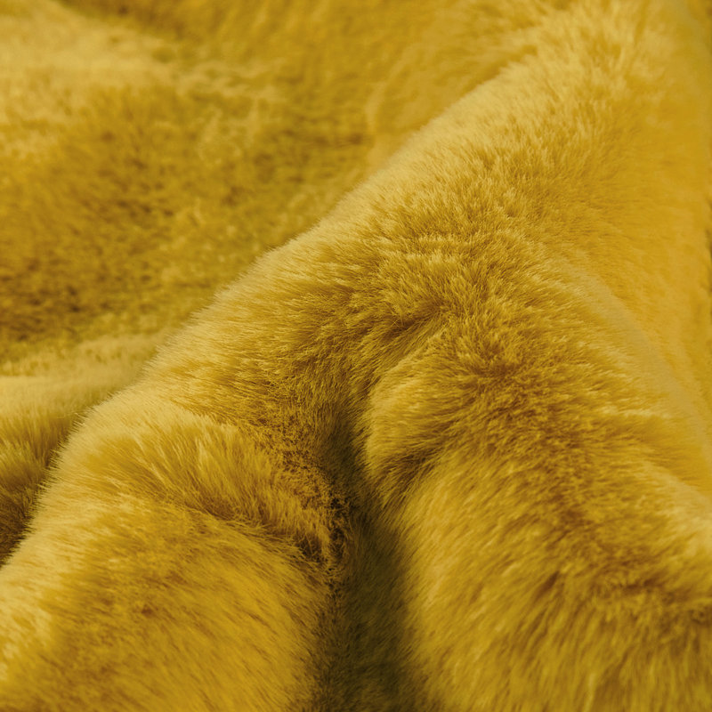 Housse de coussin lourd en fausse fourrure, H 20 pi x l 20 pi, Citron curry