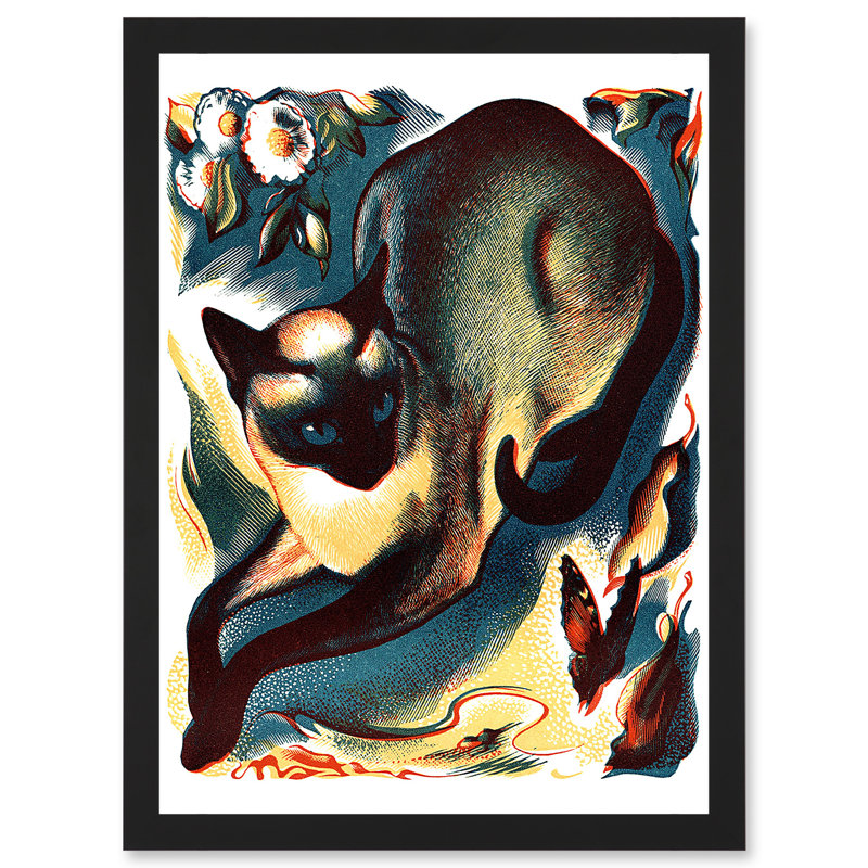 Siamese Cat Butterfly Animal - Single Picture Frame Painting
