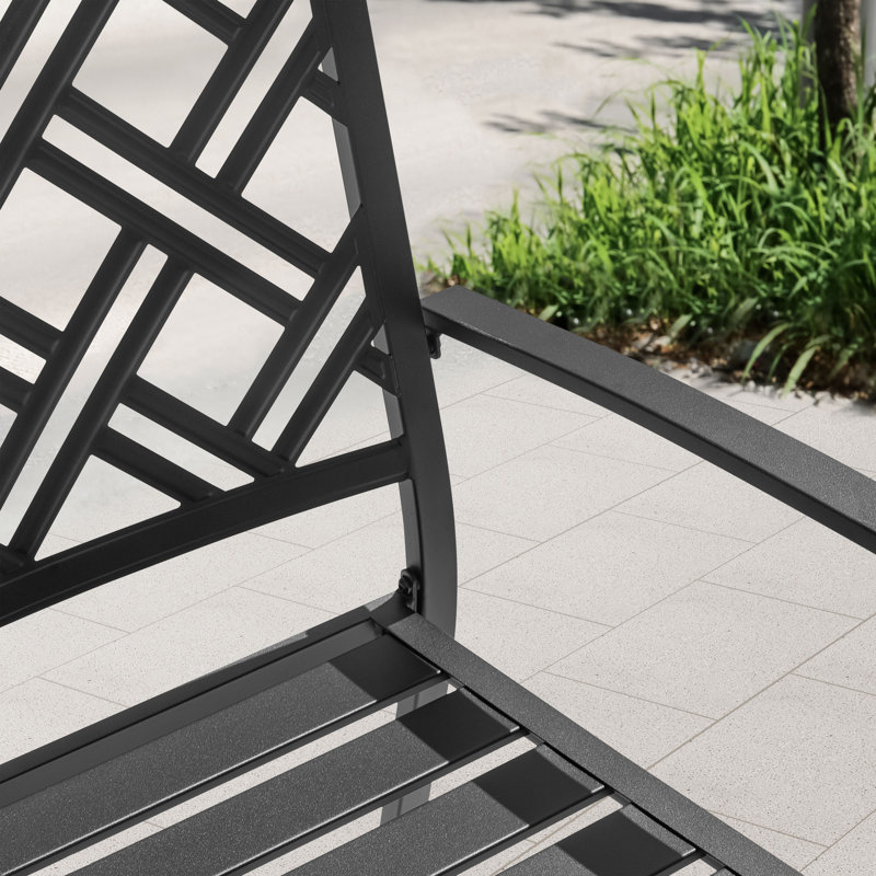 Chaises de patio en fer 2 pièces avec siège à lattes et conception empilable