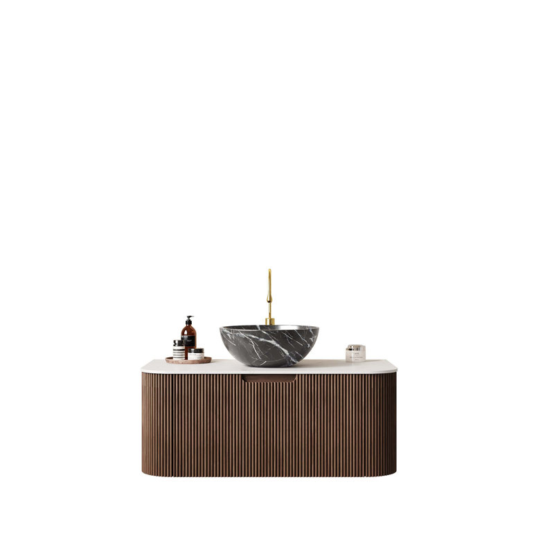 Meuble-lavabo mural flottant avec lavabo, armoire de rangement et tiroir, pré-assemblé pour une installation facile et beaucoup de rangement
