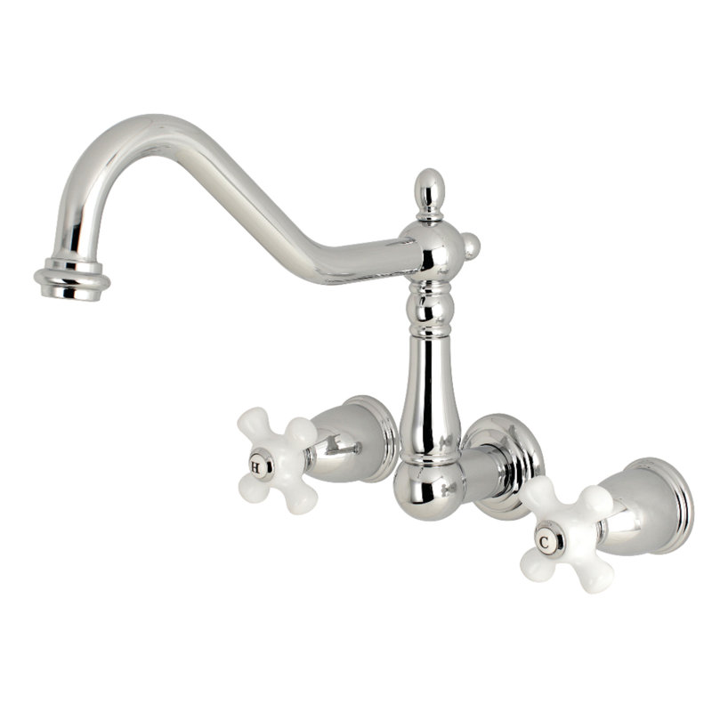 Heritage Wall Mounted Kitchen Faucet, Polished Chrome