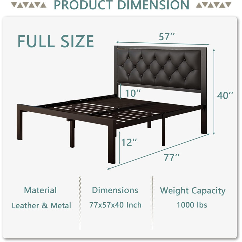Lit plateforme noir capitonné en similicuir