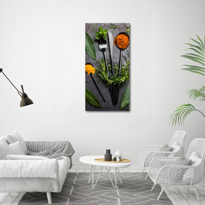 Cutlery And Spices - Wrapped Canvas Print
