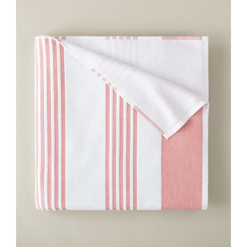AEGEAN STRIPE BEACH TOWEL, CORAL