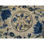 Tapis carré blanc en laine à motif floral noué à la main blanc et bleu