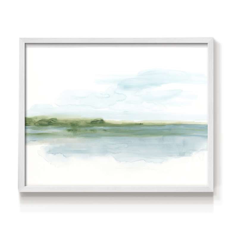 Green Ribbon Coast II -Framed Print - Restickable, 8" H x 10" W, White