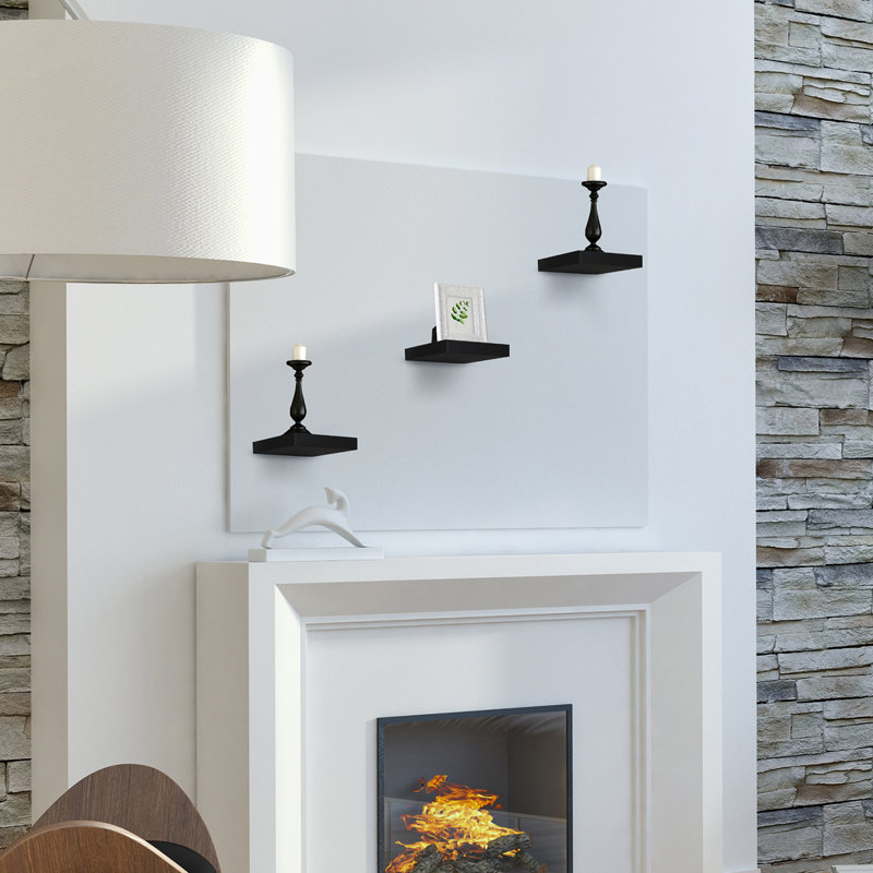 Tablettes flottantes carrées 9 "avec supports invisibles Sorbus, Noir