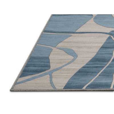 Machine Washable Abstract Gray Area Rug