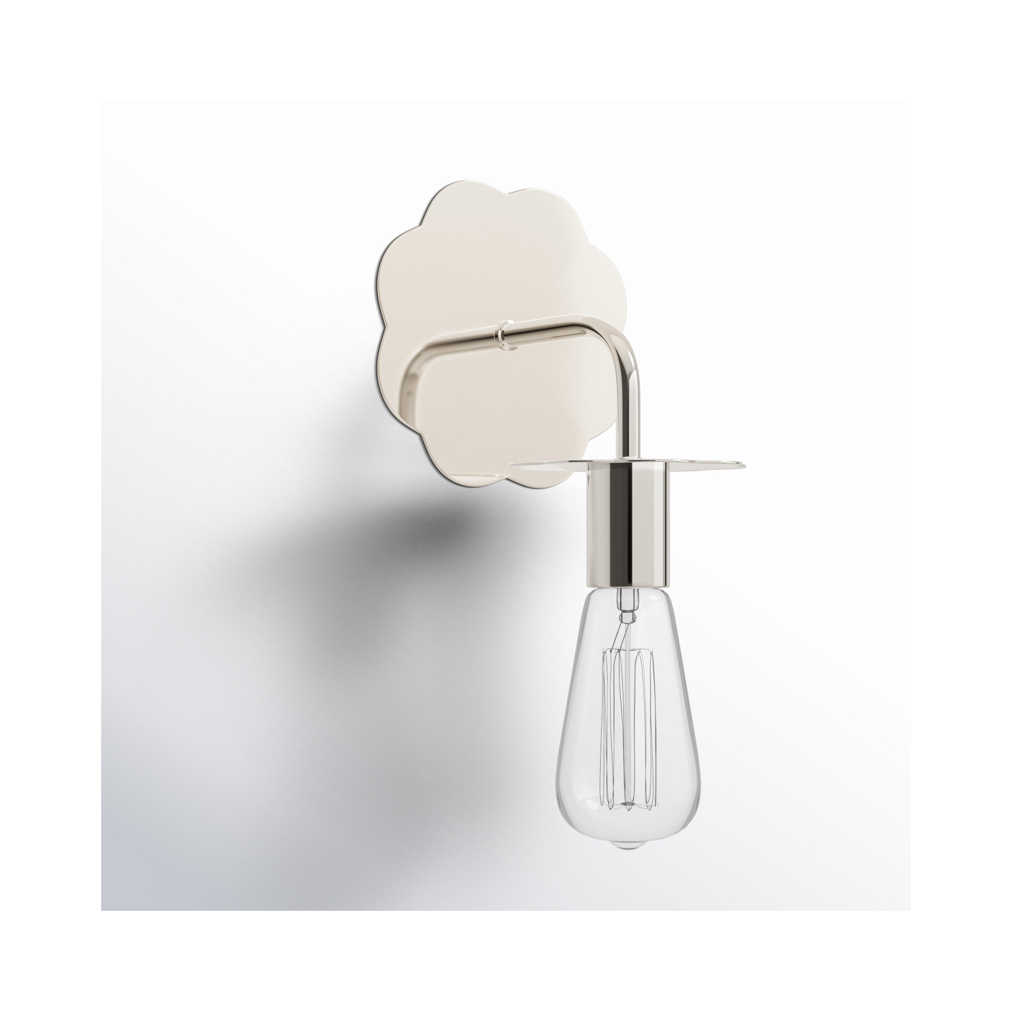Single Light Dimmable Armed Sconce, Polished Nickel