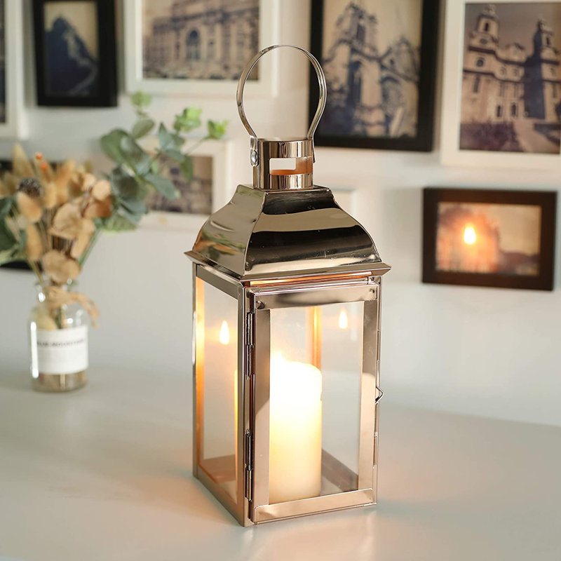 Lanterne de table en acier inoxydable 12,5 po