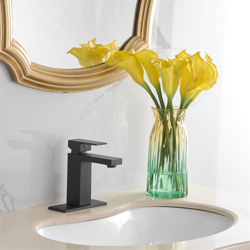 Single-handle Bathroom Faucet with Drain Assembly, Matte Black