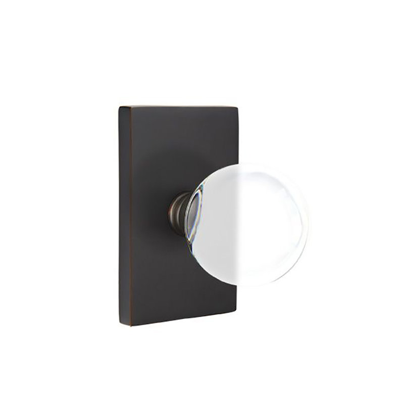 Privacy Bristol Knob with Modern Rectangular Rose, Oil Rubbed Bronze