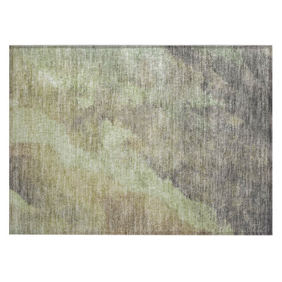 Machine Washable Indoor/Outdoor Xhevrie Aloe Rug