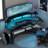 Berlanga Gaming Desk with Power Outlet & Led Strip, Large Wing-Shaped Computer Desk with Monitor Stand-1070146354
