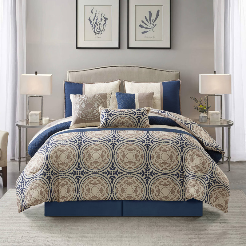 Camila Comforter Set, Queen Comforter + 6 Additional Pieces, Blue