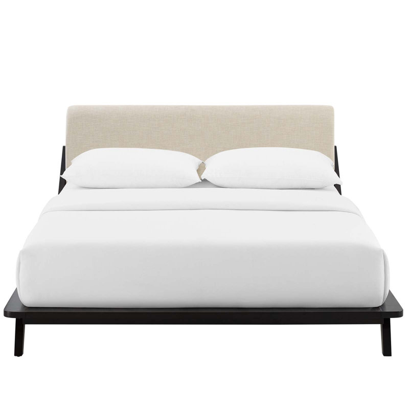 Luella Queen Upholstered Fabric Platform Bed, Cappuccino/Beige