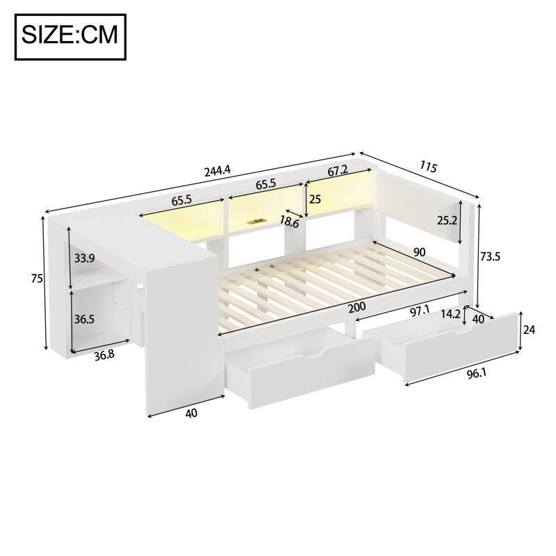 Bed, European Single (90 x 200 cm)