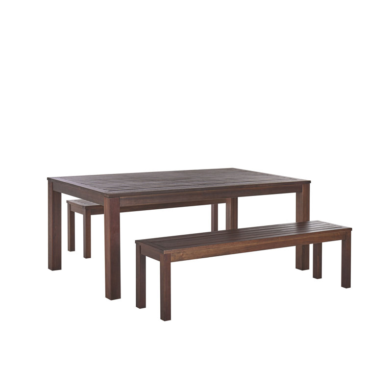 Sylvere 6 - Person Eucalyptus Solid Wood Patio Dining Set Rectangular Table with Cushions Included