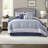 Luxury 7 Piece Navy Comforter Bedding Sets, Polyester Jacquard, Traditional Bedroom Style