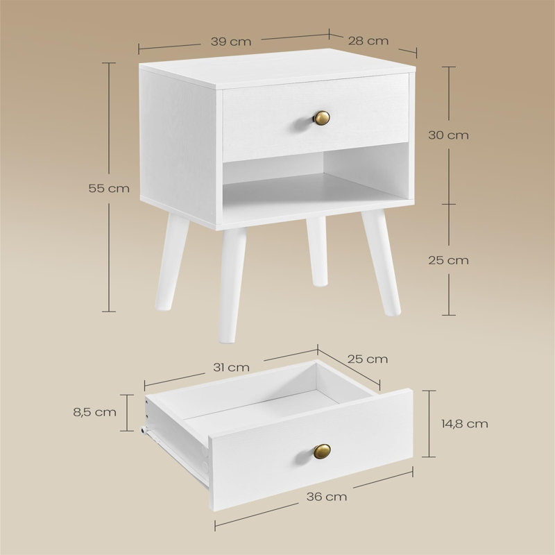 39cm W Manufactured Wood Bedside Table