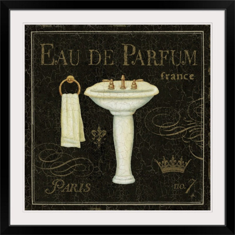 Luxury Bath " Bain De Luxe III " by Daphne Brissonnet, 28" H x 28" W, Framed Print, Black