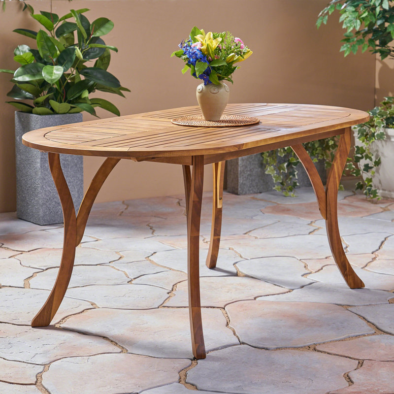 Table de salle à manger en bois d'acacia 70 ", Teck