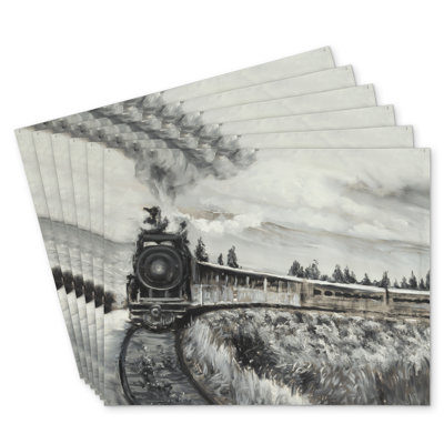 Steam Engine Train Polyester Kibbe Set of 6 - Home Decor