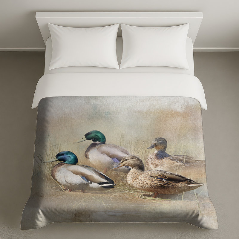 Housses de couette Mallard Ducks In Field, Lit simple