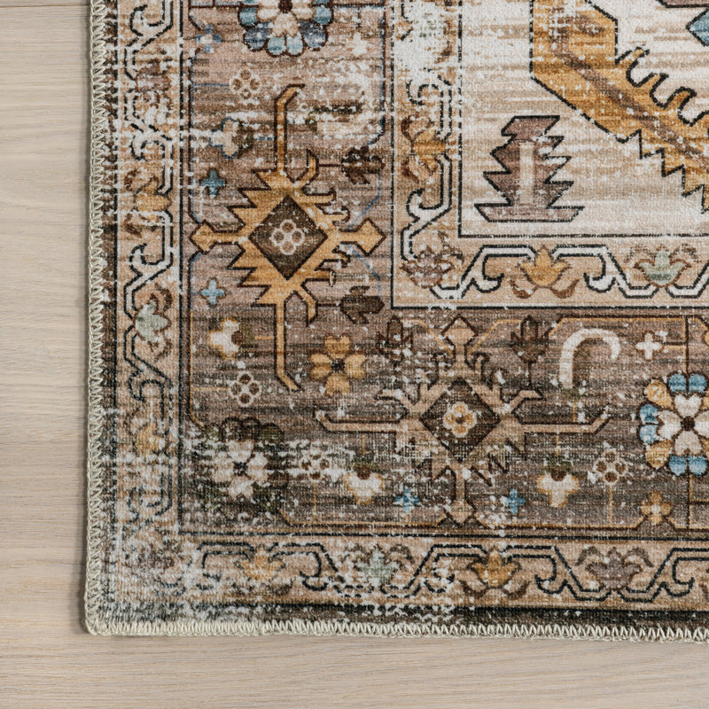 Gracie SpinClean Distressed Medallion Machine Washable Area Rug, Rectangle 5' x 8'