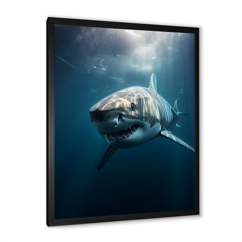 Blue Shark Apex Predator Photo I - Shark Wall Decor 119842, Cadre simple noir, H 32 po x l 16 po x P 1 po