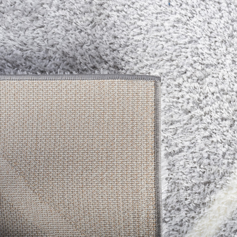Tapis géométrique gris clair / blanc, Tapis de couloir 2 pi x 9 pi