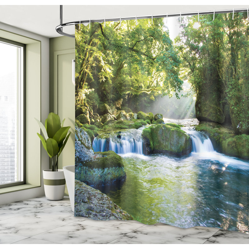 Ensemble de rideau de douche et crochets rainforest, H 69 po x l 105 po
