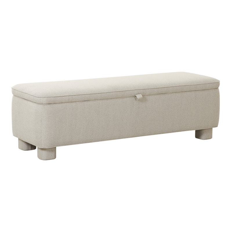 Grant Polyester Blend Upholstered Storage Bench, Light Grey