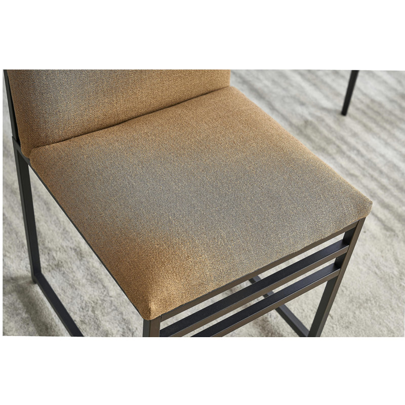 Ensemble 2 pièces de chaises de salle à manger modernes avec assise et dossier en tissu de fer simple